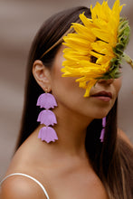 Load image into Gallery viewer, Floral earrings in SOFT LAVENDER.
